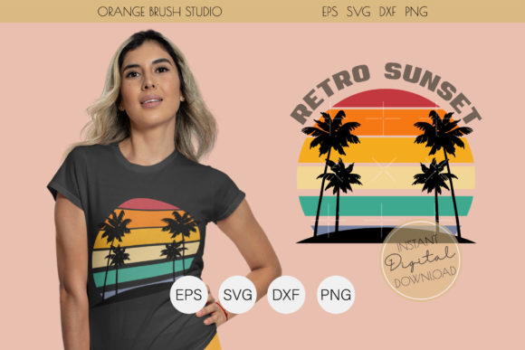 Retro Circle SVG Cut File. Palm Trees