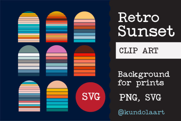 Reviewing Retro Sunset. SVG, PNG for Embroidery
